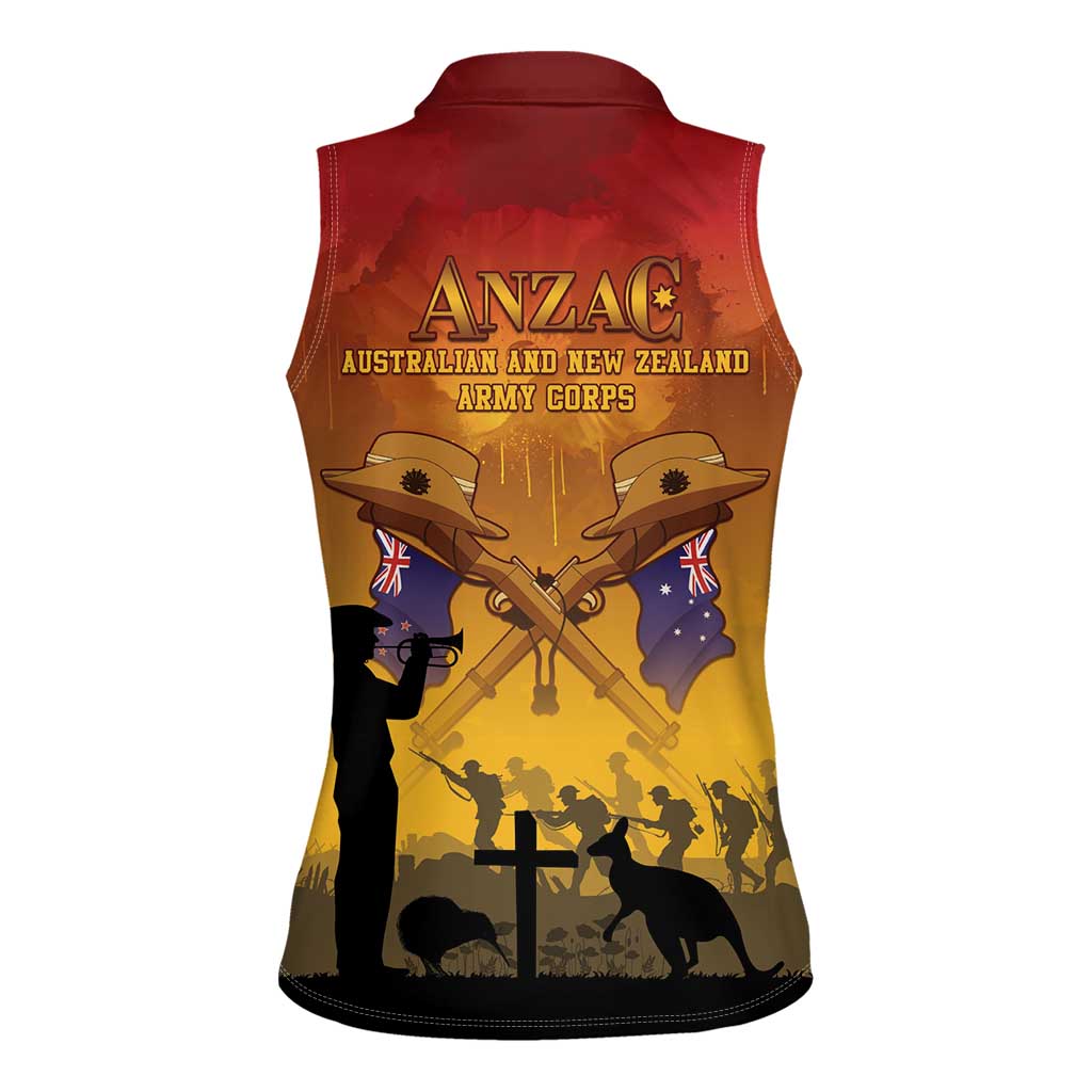 ANZAC Day Women Sleeveless Polo Shirt Australia And New Zealand Slouch Hats