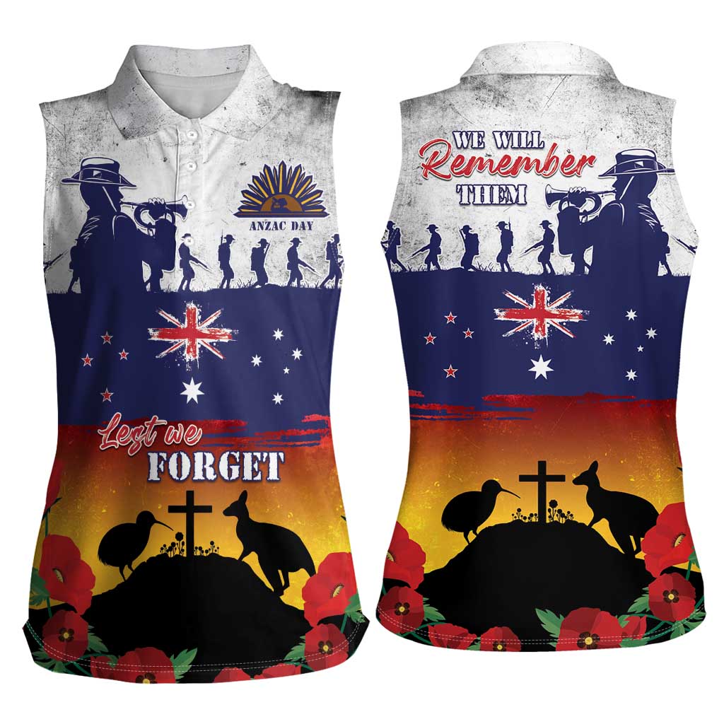 New Zealand And Australia ANZAC Last Post Women Sleeveless Polo Shirt