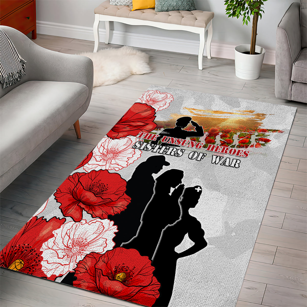 New Zealand ANZAC Day Area Rug The Unsung Heroes Sisters of War