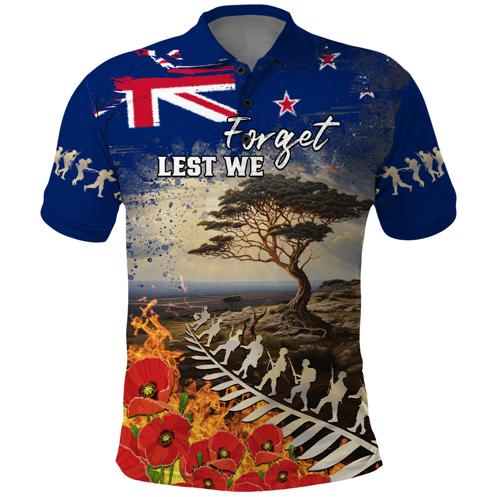 New Zealand ANZAC Day Polo Shirt The Lonesome Pine With Soldier Fern