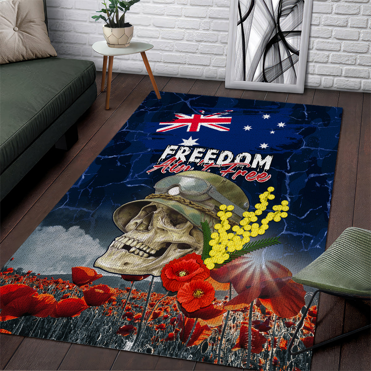 Australia ANZAC Day Area Rug Freedom Ain't Free