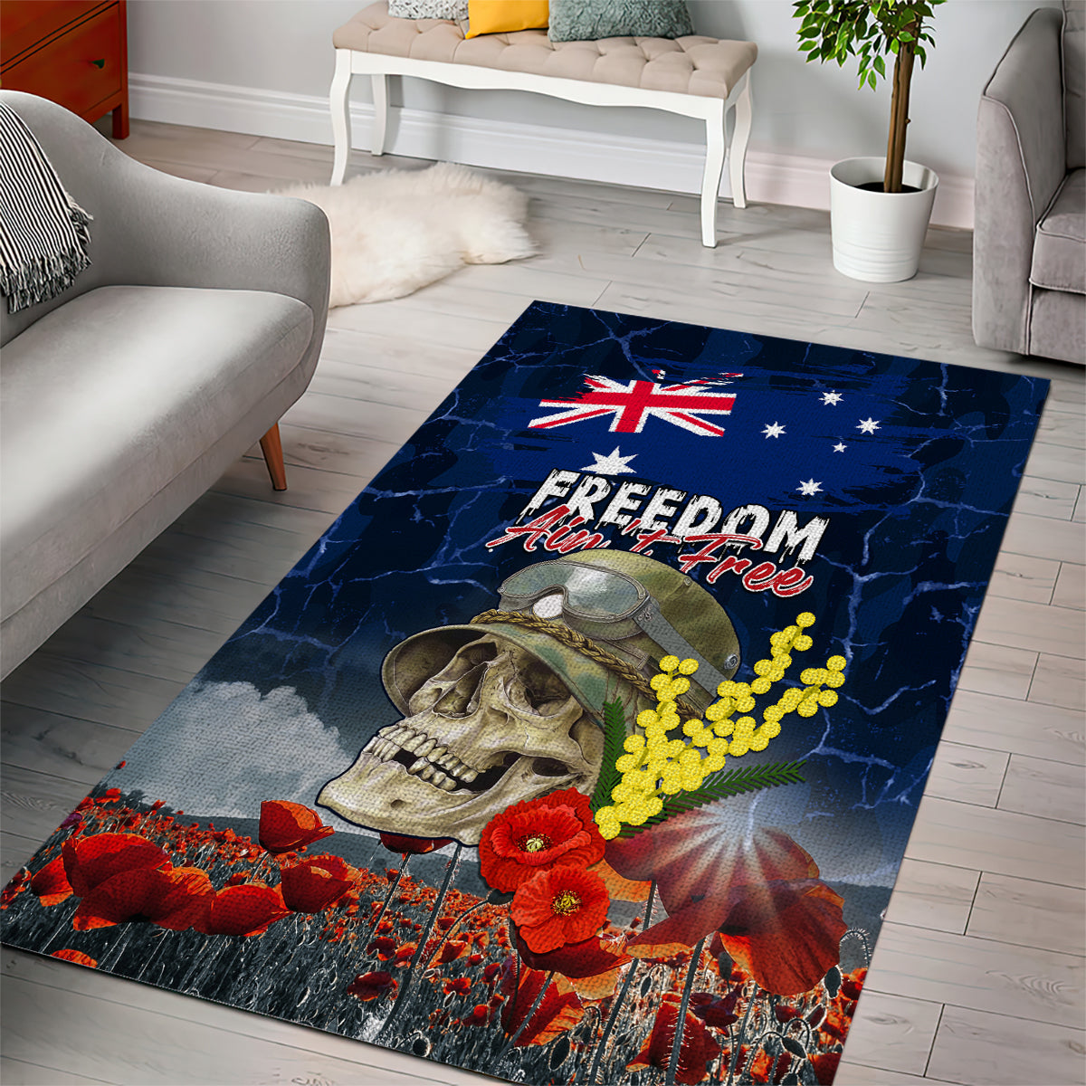 Australia ANZAC Day Area Rug Freedom Ain't Free