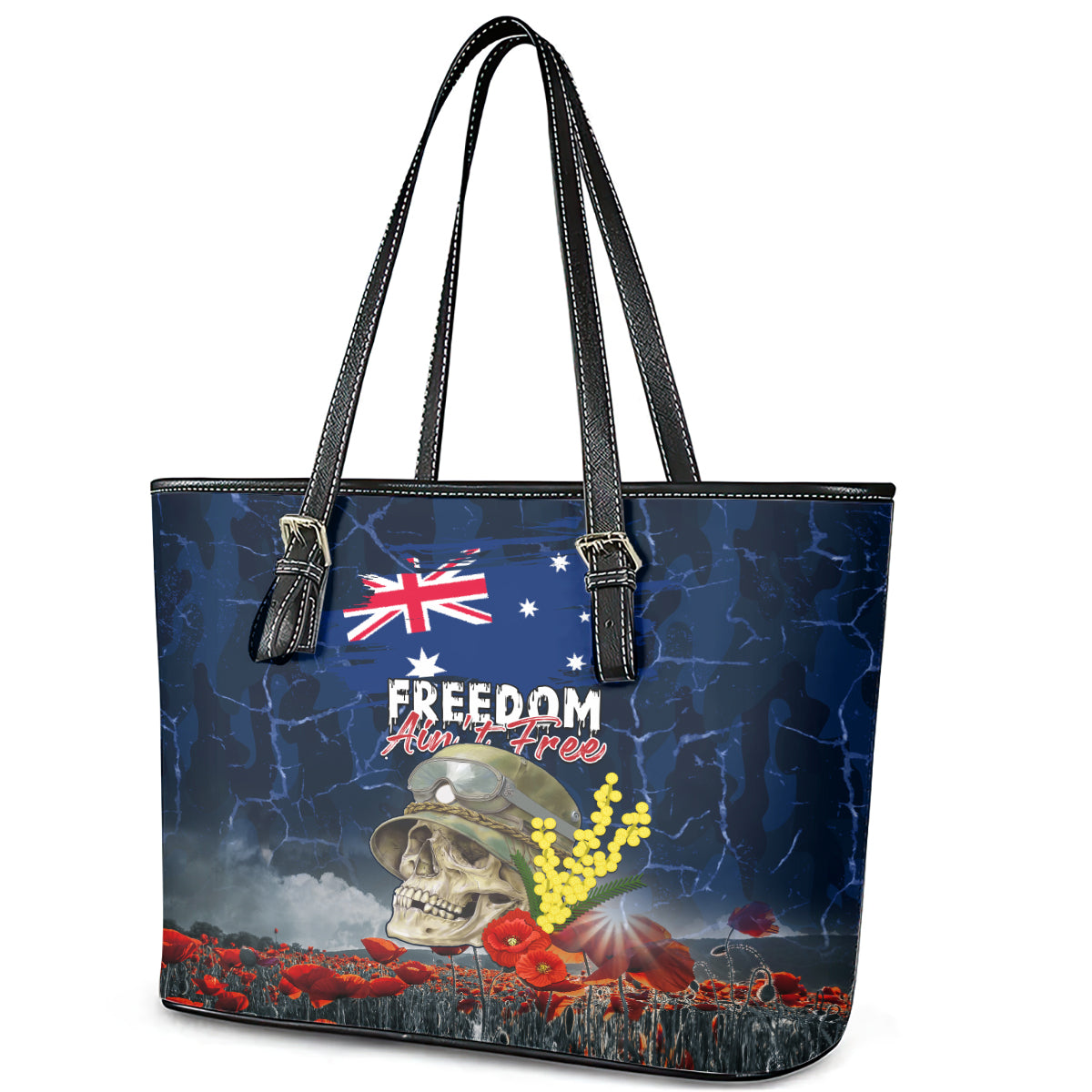 Australia ANZAC Day Leather Tote Bag Freedom Ain't Free