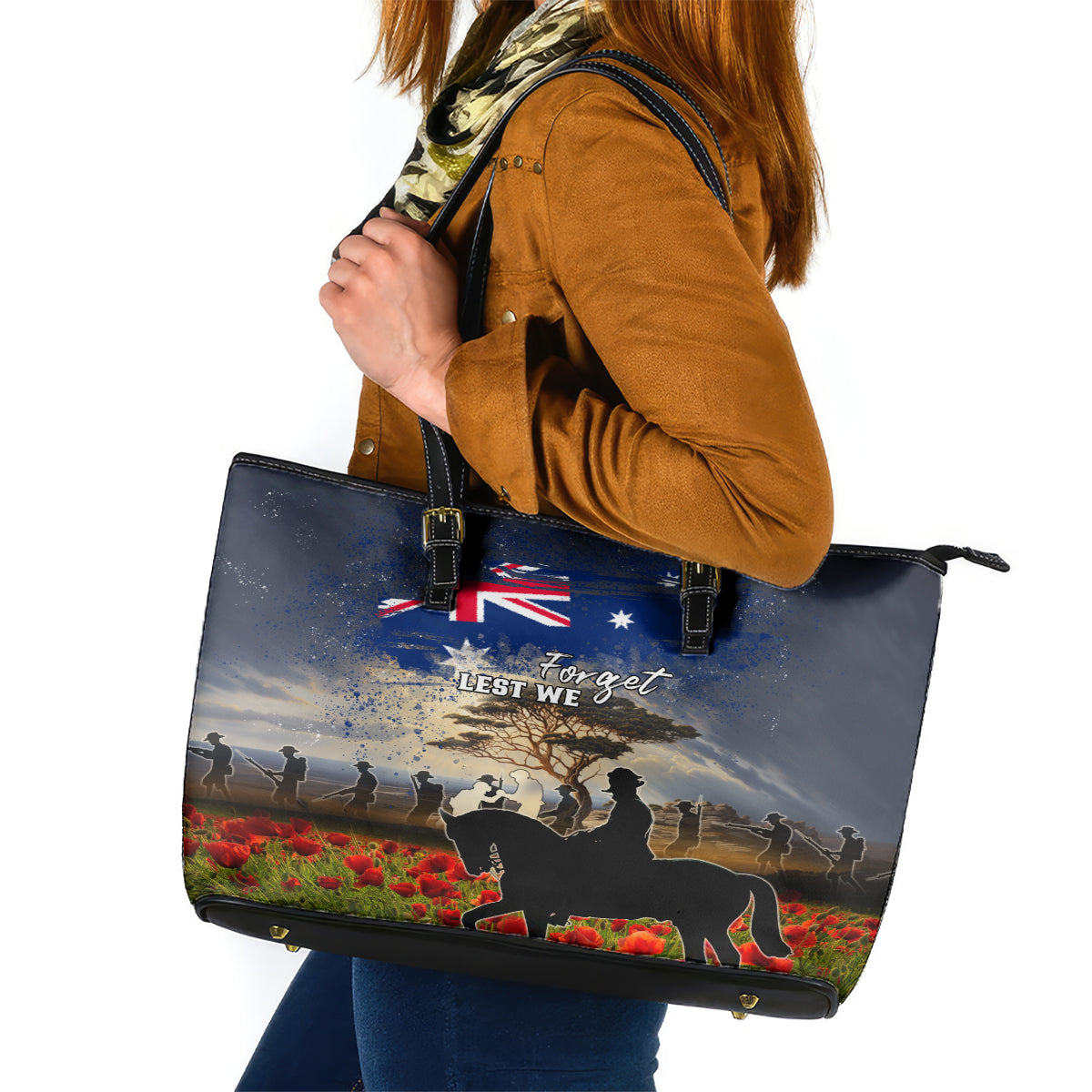 Australia ANZAC Day Leather Tote Bag The Lonesome Pine