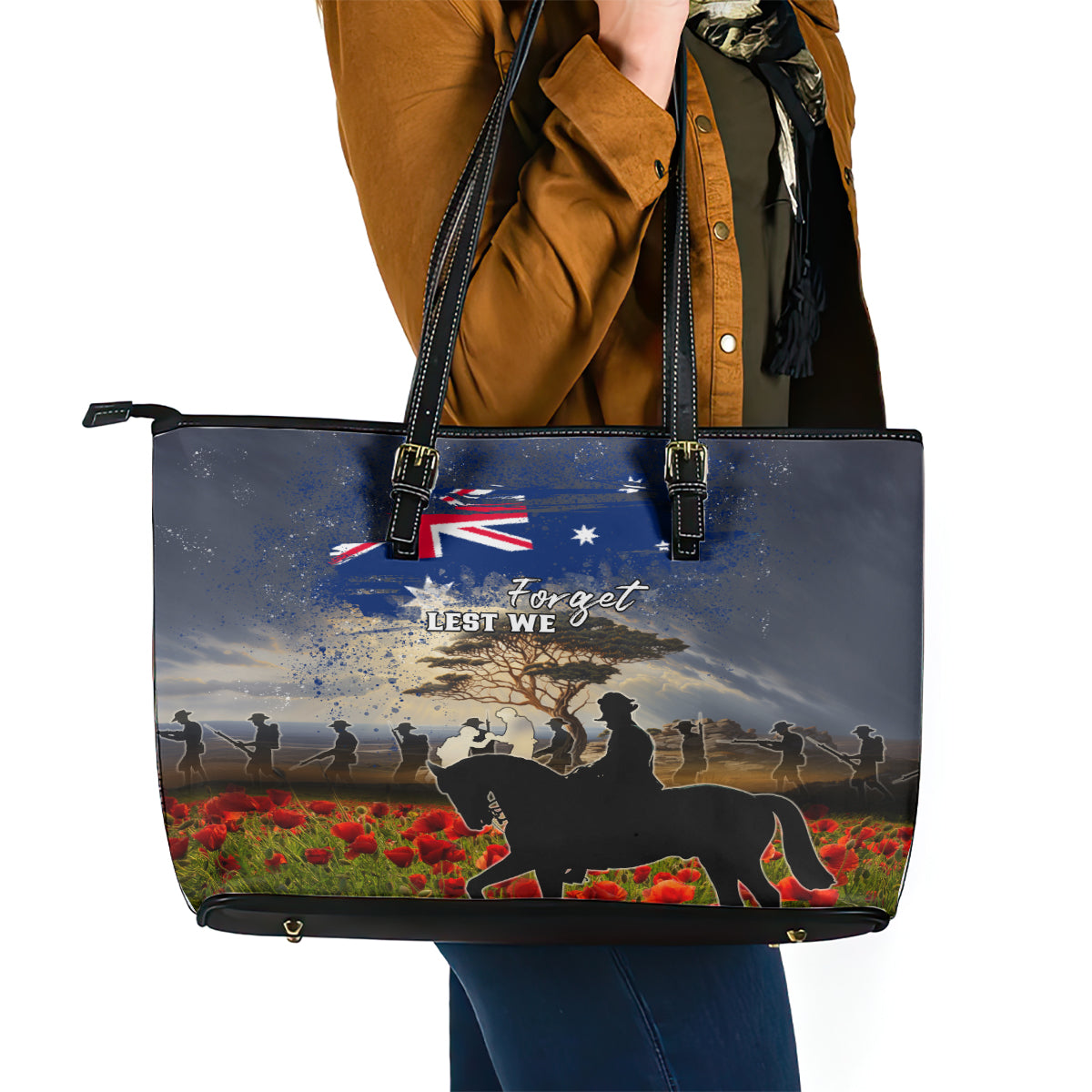 Australia ANZAC Day Leather Tote Bag The Lonesome Pine