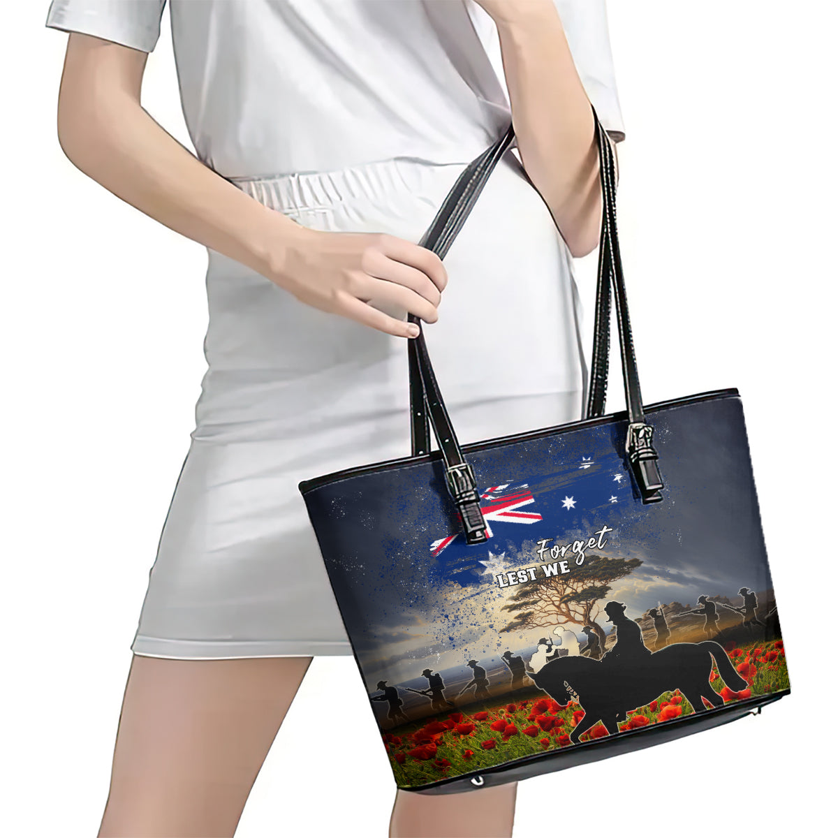 Australia ANZAC Day Leather Tote Bag The Lonesome Pine