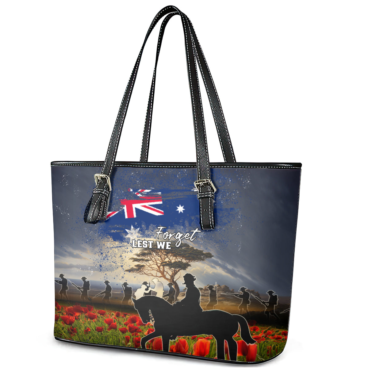 Australia ANZAC Day Leather Tote Bag The Lonesome Pine