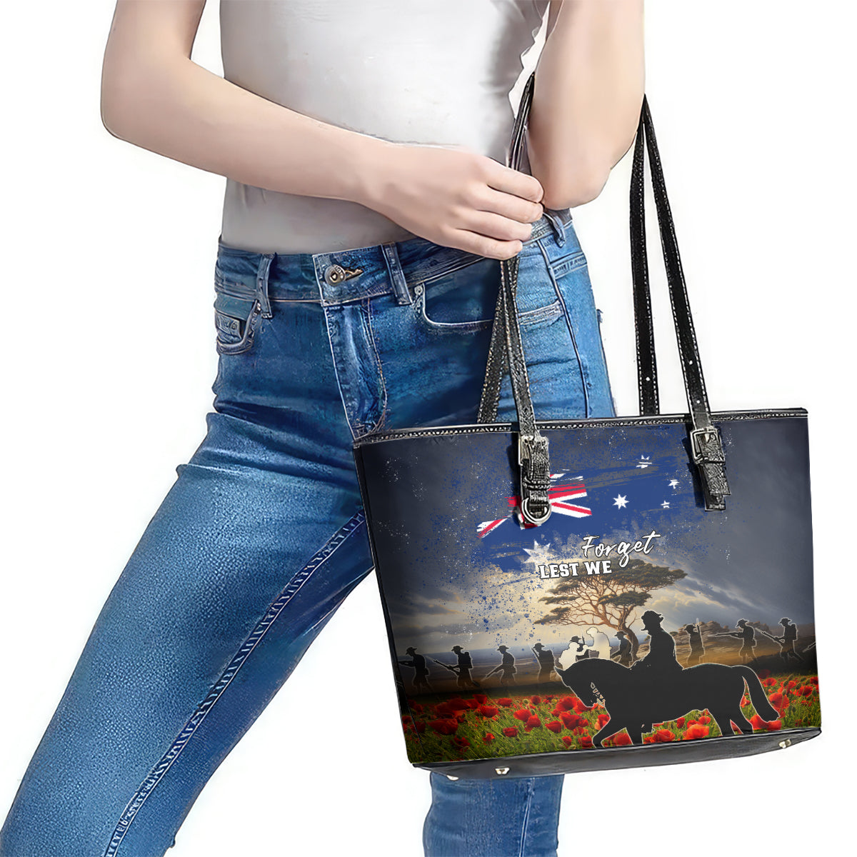 Australia ANZAC Day Leather Tote Bag The Lonesome Pine