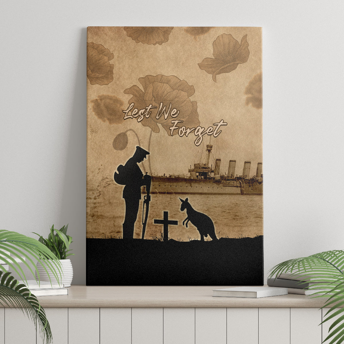 Australia ANZAC Day Canvas Wall Art HMAS Sydney I Chatham-Class Light Cruiser