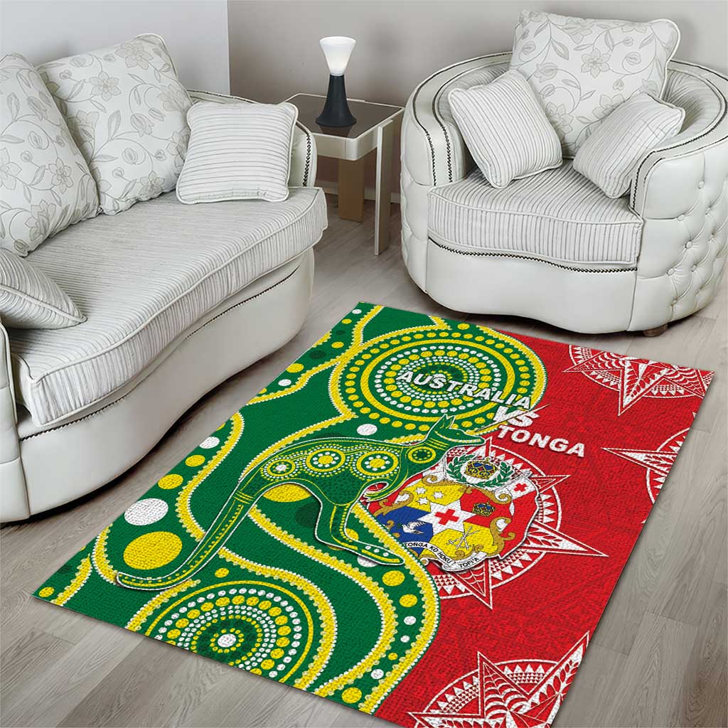 Tonga Australia Rugby Area Rug Kangaroos And Tonga Mate Maa Together