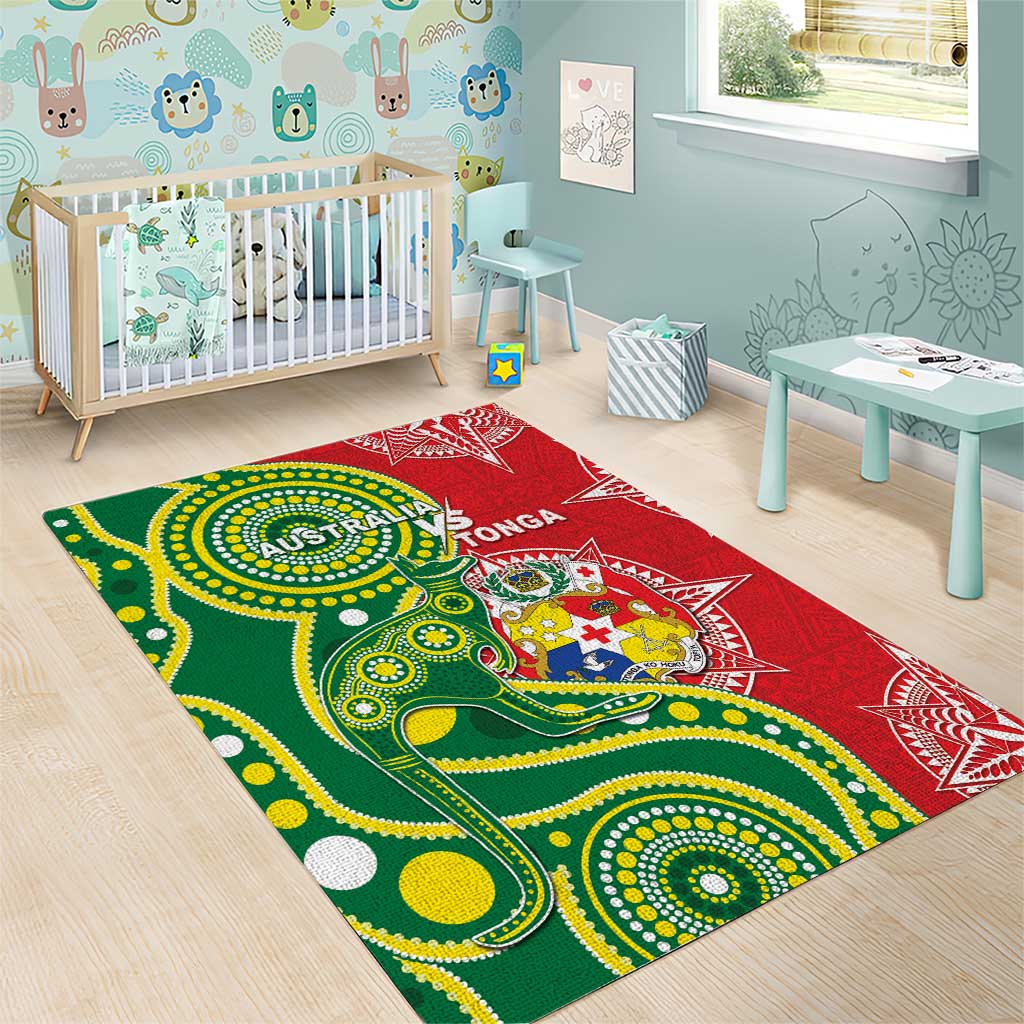 Tonga Australia Rugby Area Rug Kangaroos And Tonga Mate Maa Together