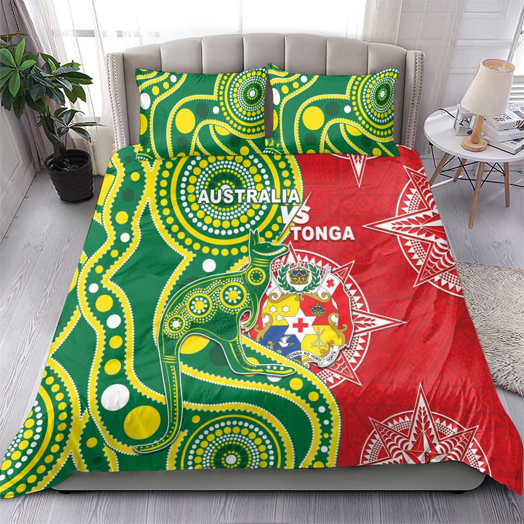 Tonga Australia Rugby Bedding Set Kangaroos And Tonga Mate Maa Together