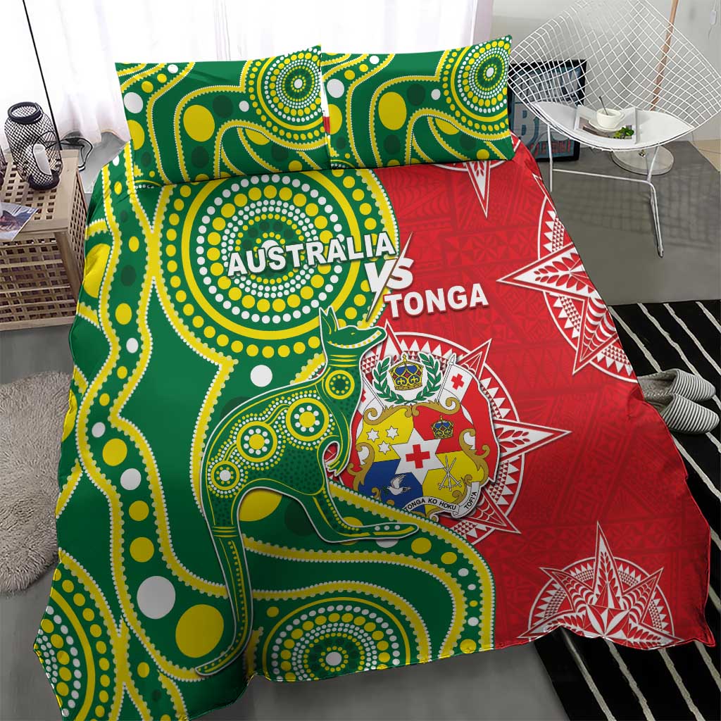 Tonga Australia Rugby Bedding Set Kangaroos And Tonga Mate Maa Together