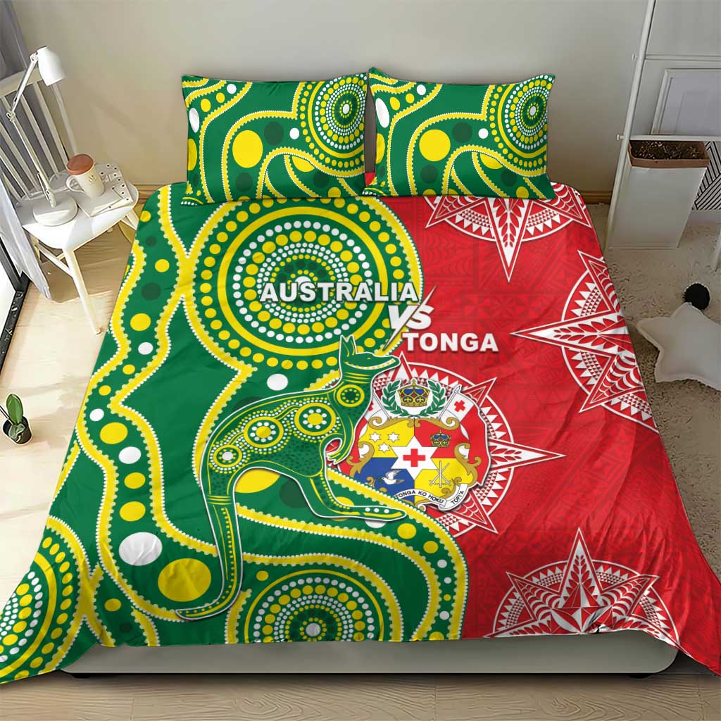 Tonga Australia Rugby Bedding Set Kangaroos And Tonga Mate Maa Together