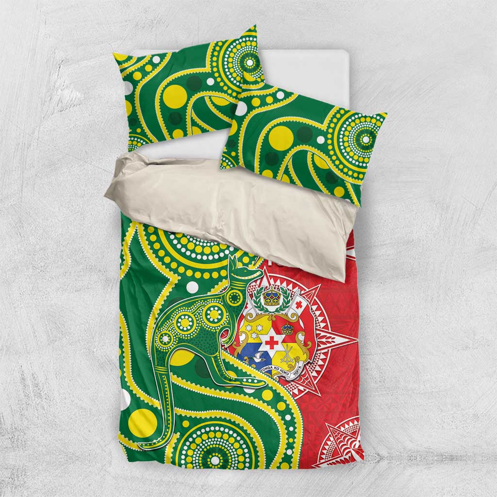 Tonga Australia Rugby Bedding Set Kangaroos And Tonga Mate Maa Together