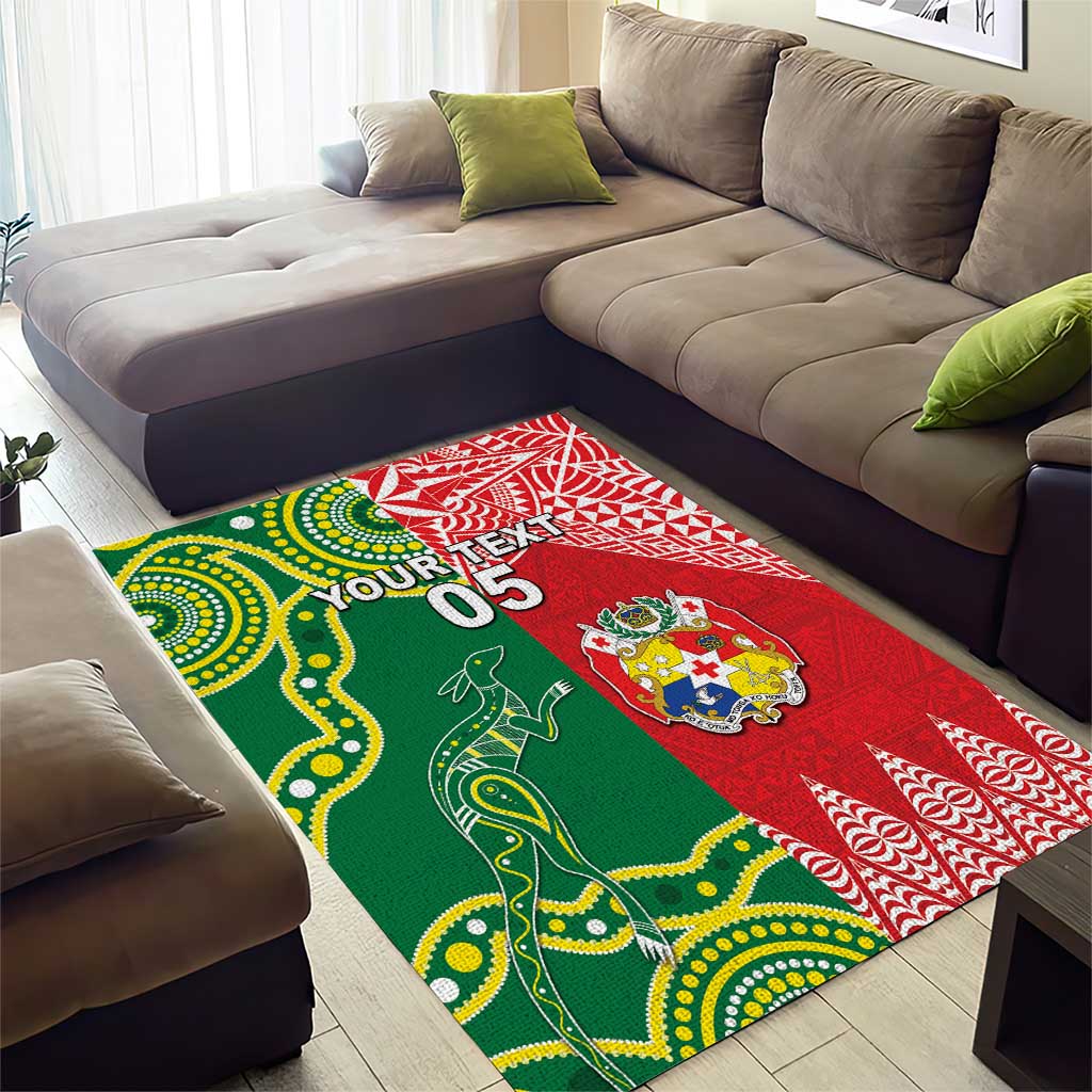 Custom Tonga XIII And Australia Kangaroos Area Rug Mate Maa Tongan Ngatu With Aboriginal