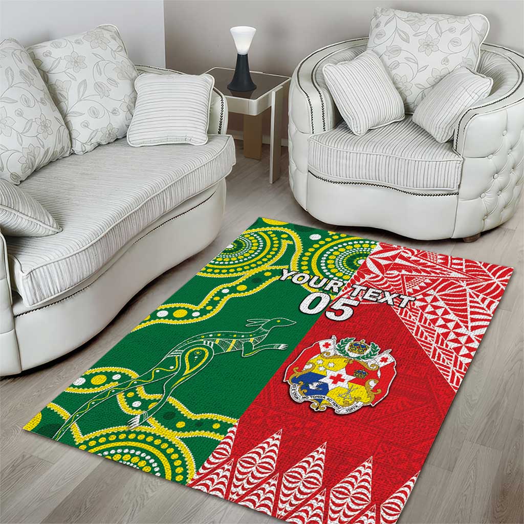 Custom Tonga XIII And Australia Kangaroos Area Rug Mate Maa Tongan Ngatu With Aboriginal