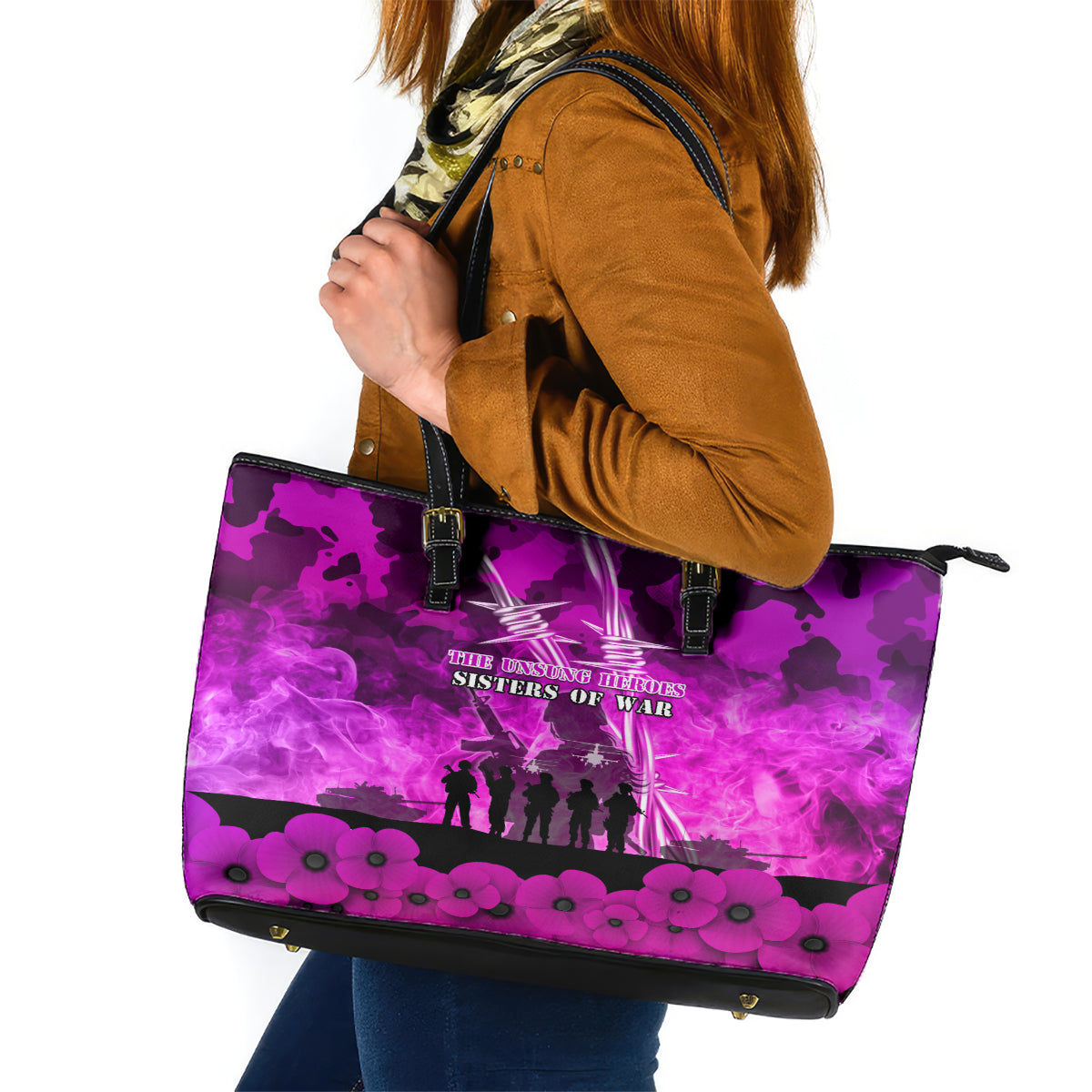 Australia ANZAC Day Leather Tote Bag The Unsung Heroes Sisters of War