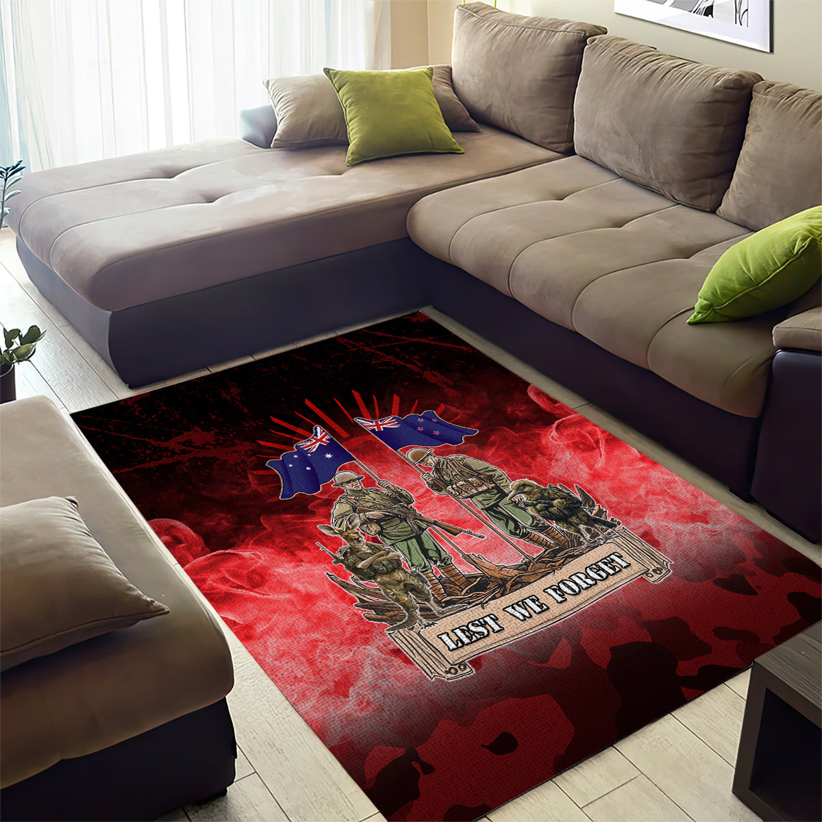 Australia And New Zealand ANZAC Day Area Rug Soldiers Lest We Forget