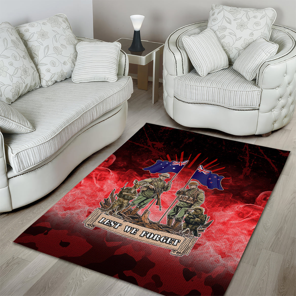 Australia And New Zealand ANZAC Day Area Rug Soldiers Lest We Forget