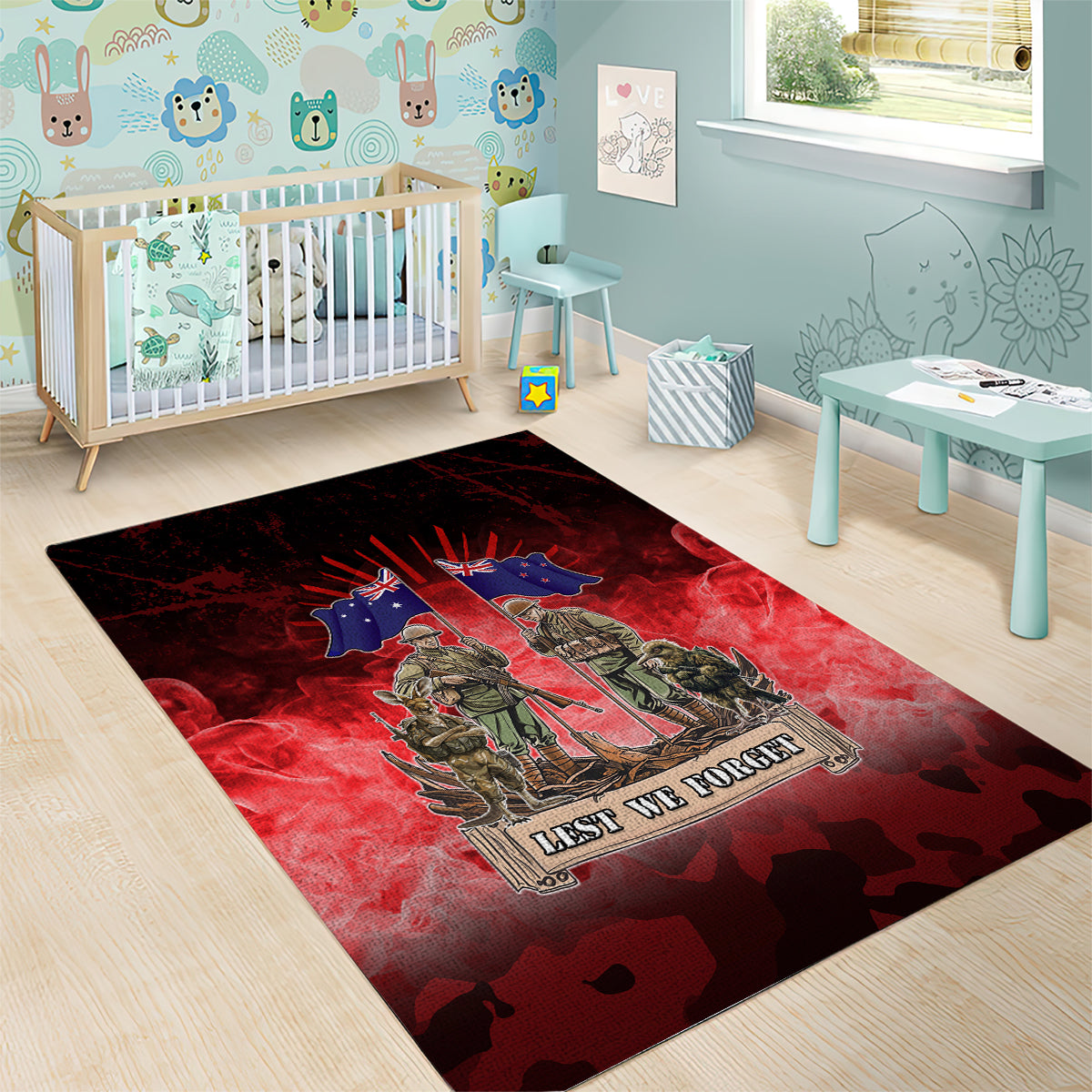 Australia And New Zealand ANZAC Day Area Rug Soldiers Lest We Forget