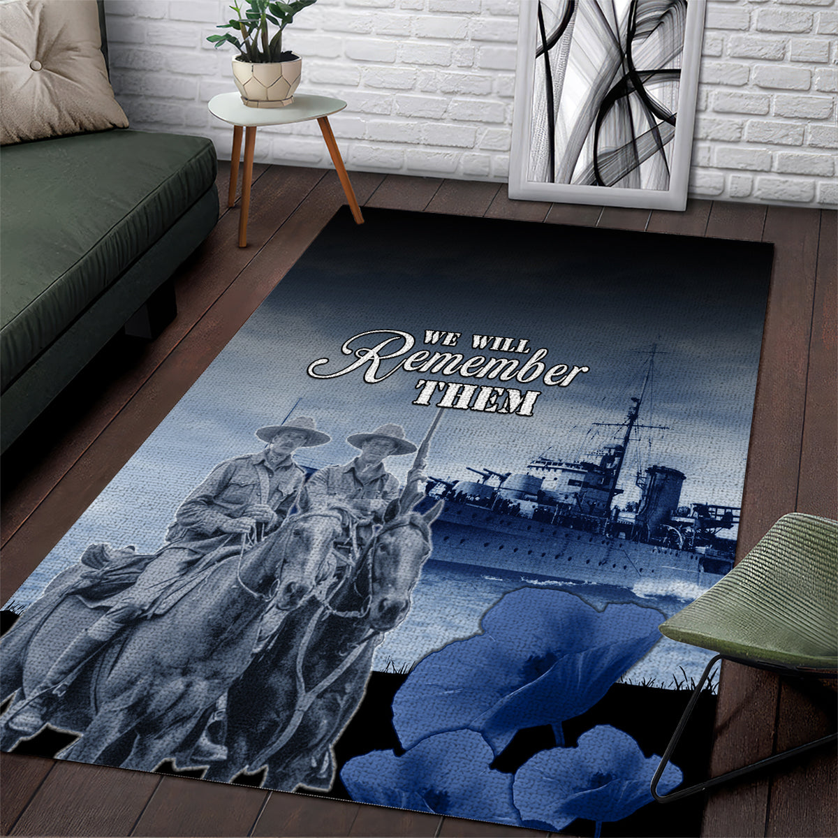 New Zealand ANZAC Day Area Rug HMNZS Achilles We Will Remember Them