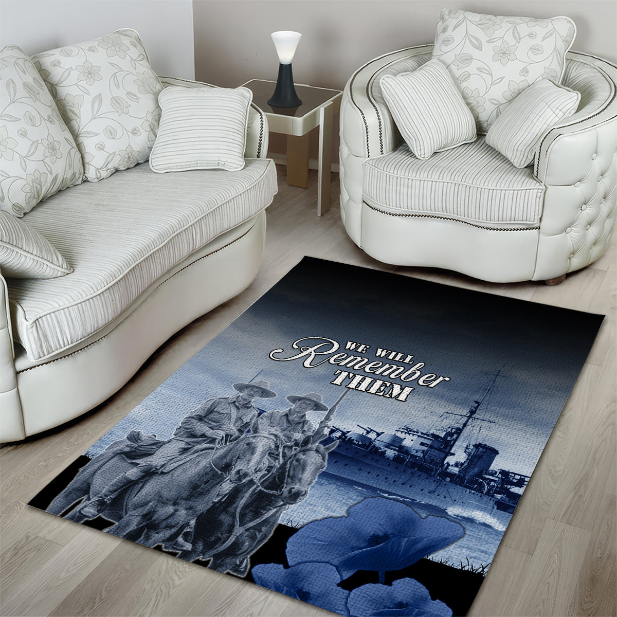 New Zealand ANZAC Day Area Rug HMNZS Achilles We Will Remember Them