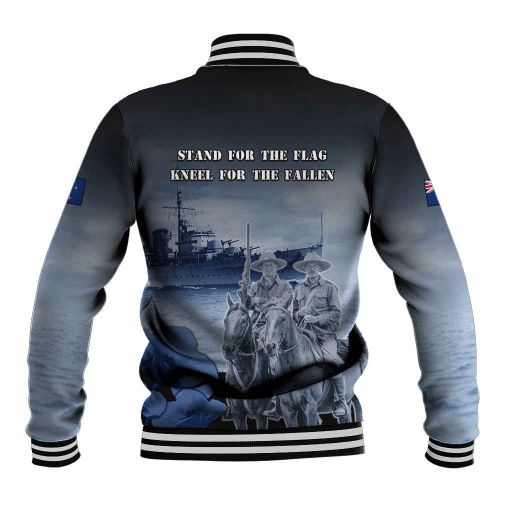 New Zealand ANZAC Day Baseball Jacket HMNZS Achilles We Will Remember Them