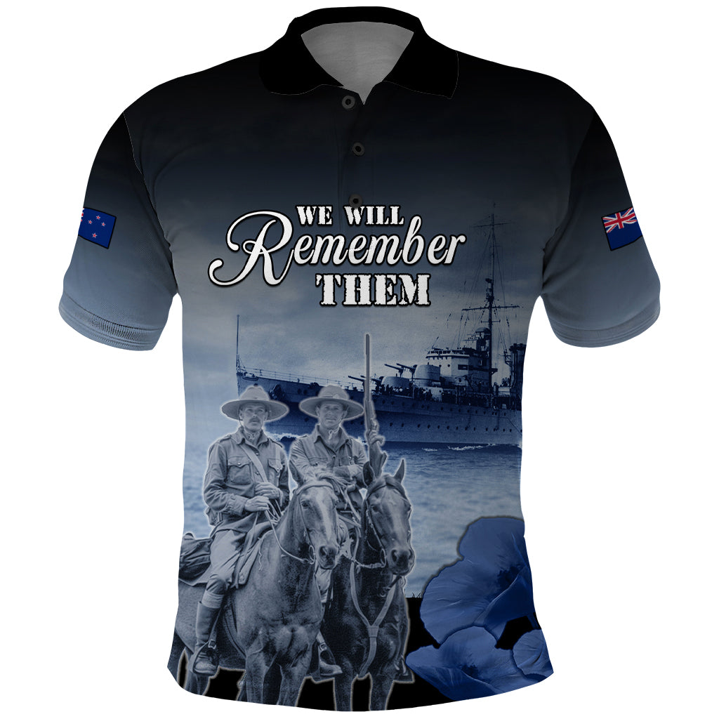 New Zealand ANZAC Day Polo Shirt HMNZS Achilles We Will Remember Them