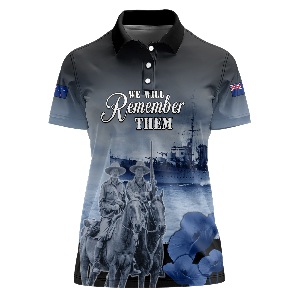 New Zealand ANZAC Day Women Polo Shirt HMNZS Achilles We Will Remember Them