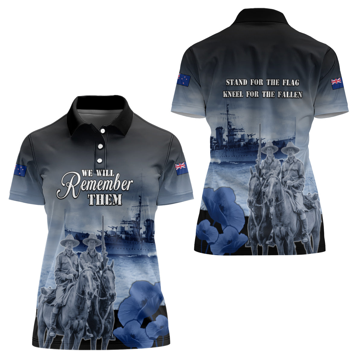 New Zealand ANZAC Day Women Polo Shirt HMNZS Achilles We Will Remember Them