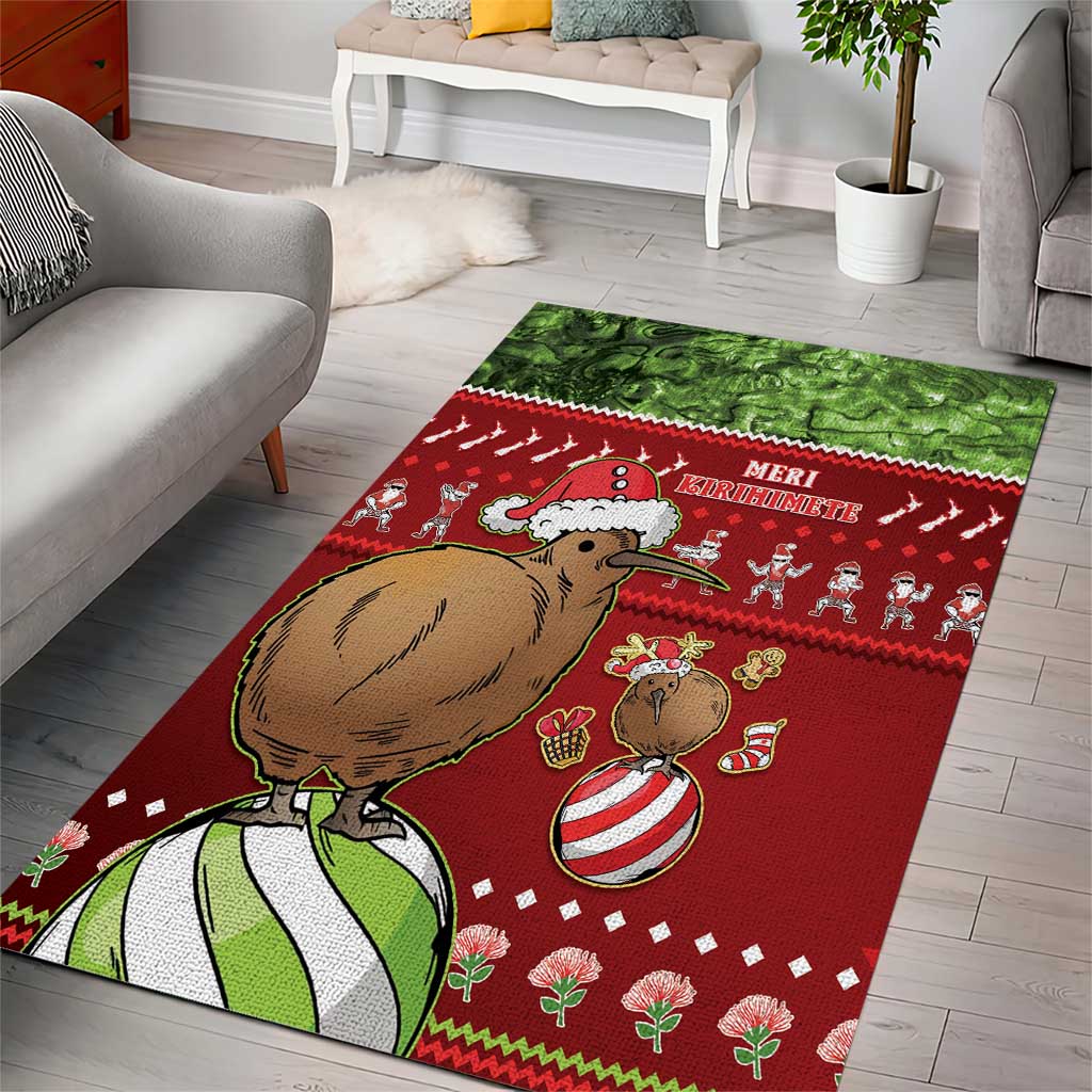 New Zealand Kiwi Christmas Area Rug Paua Shell Glitter Green