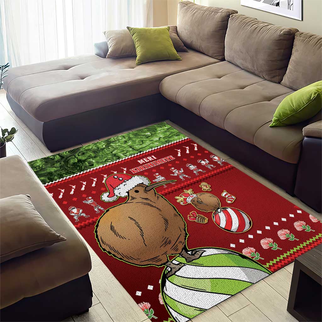 New Zealand Kiwi Christmas Area Rug Paua Shell Glitter Green