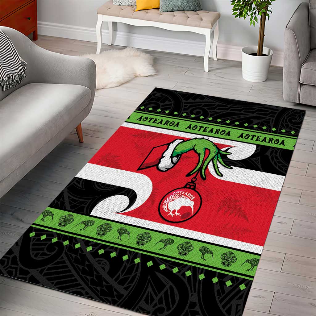 New Zealand Funny Christmas Area Rug Maori Tiki