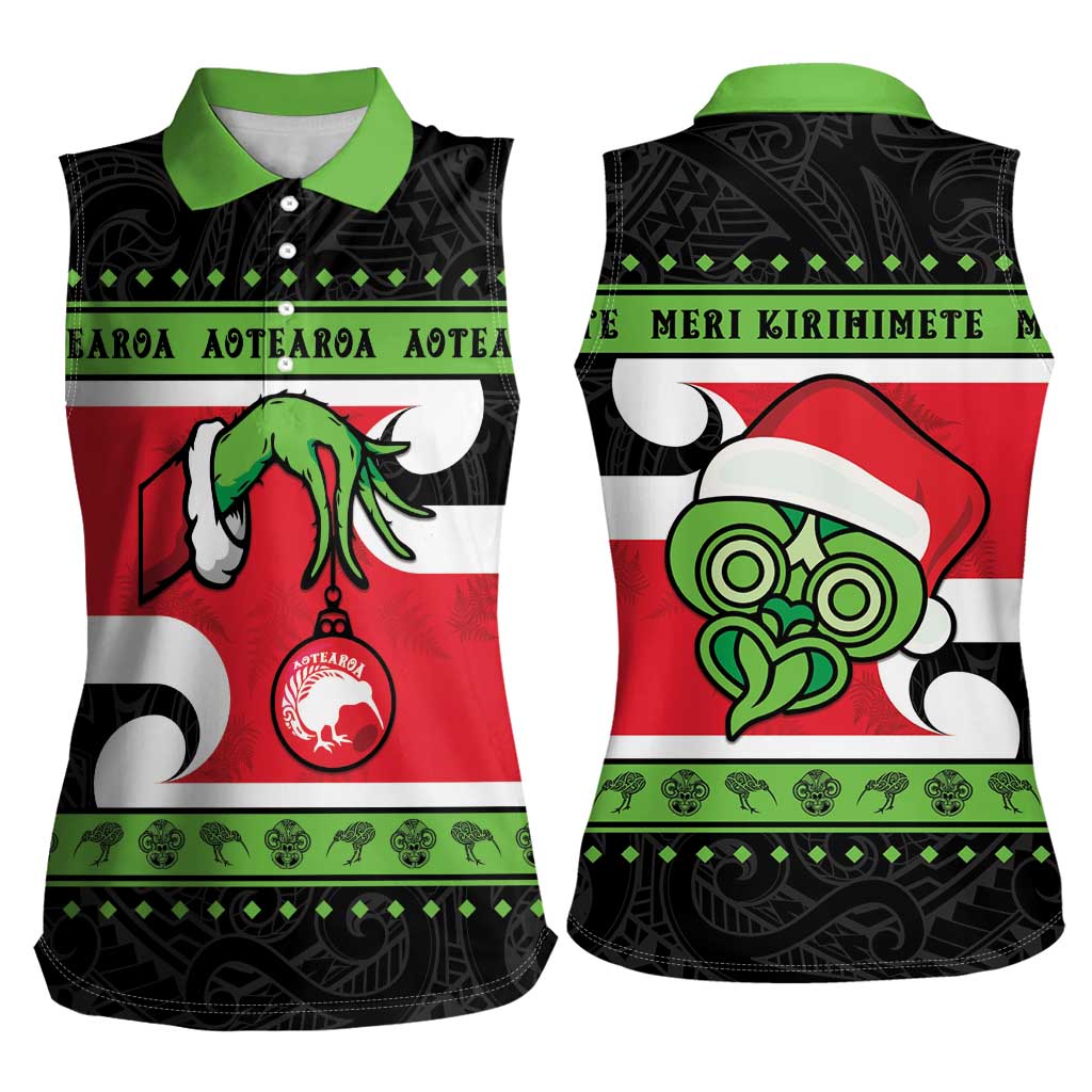 New Zealand Funny Christmas Women Sleeveless Polo Shirt Maori Tiki