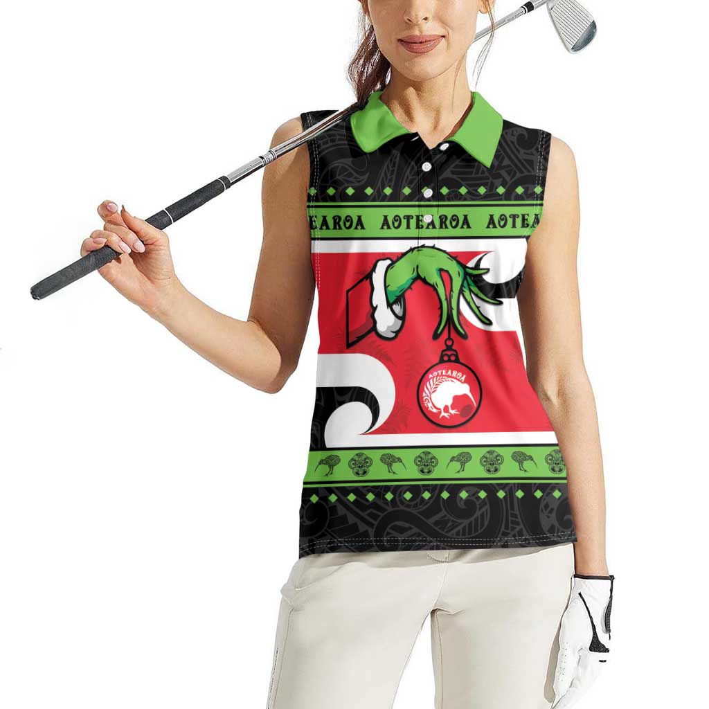 New Zealand Funny Christmas Women Sleeveless Polo Shirt Maori Tiki