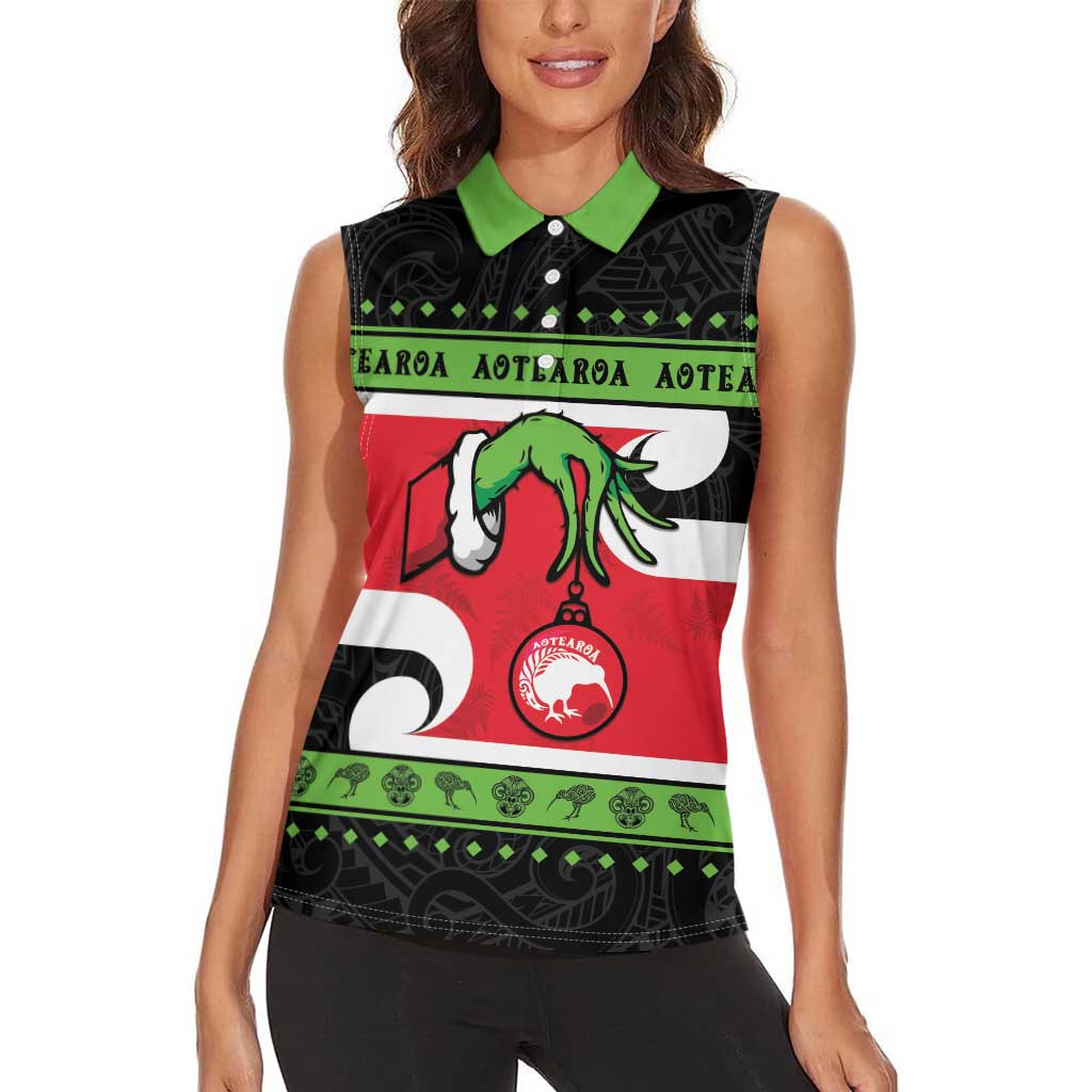 New Zealand Funny Christmas Women Sleeveless Polo Shirt Maori Tiki