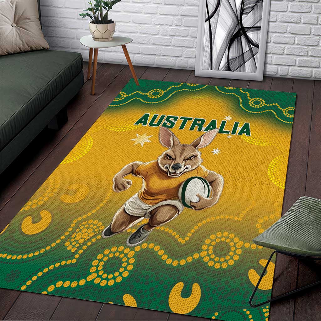 Australia Rugby 2024 Area Rug Go Wallabies Aboriginal Pattern