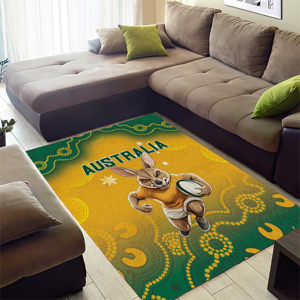 Australia Rugby 2024 Area Rug Go Wallabies Aboriginal Pattern