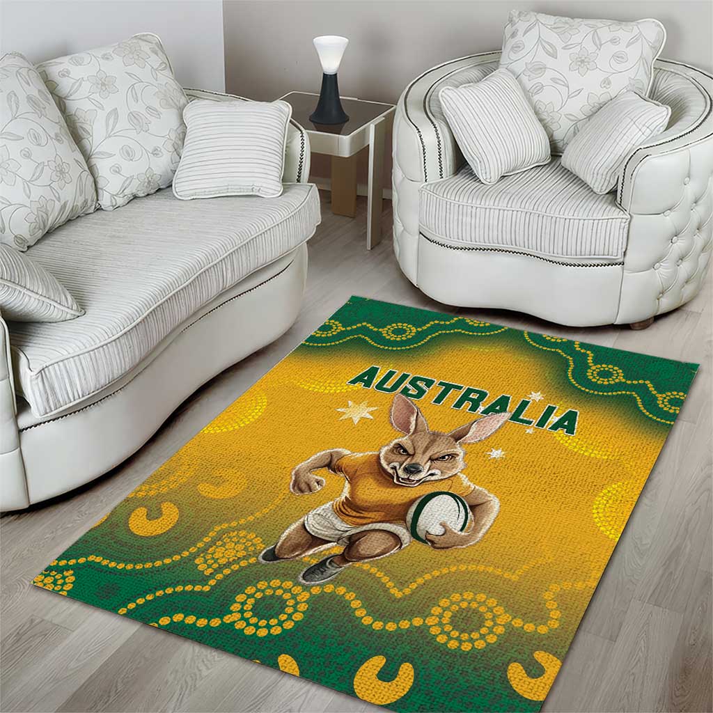 Australia Rugby 2024 Area Rug Go Wallabies Aboriginal Pattern