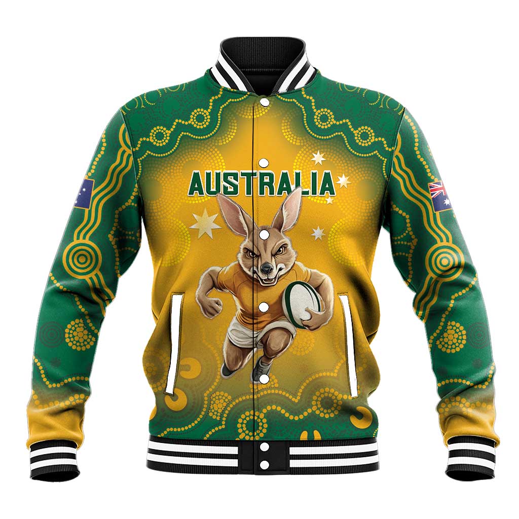 Custom Australia Rugby 2024 Baseball Jacket Go Wallabies Aboriginal Pattern