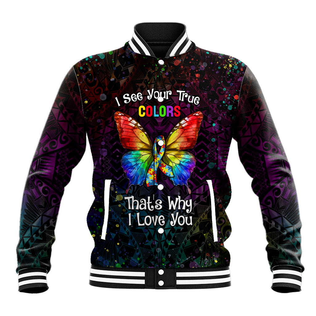 I See Your True Colors Personalised Baseball Jacket Autism Awareness