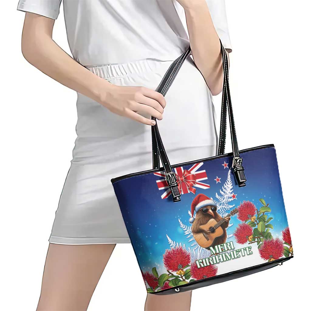 New Zealand Kiwi Christmas Leather Tote Bag Xmas Vibe