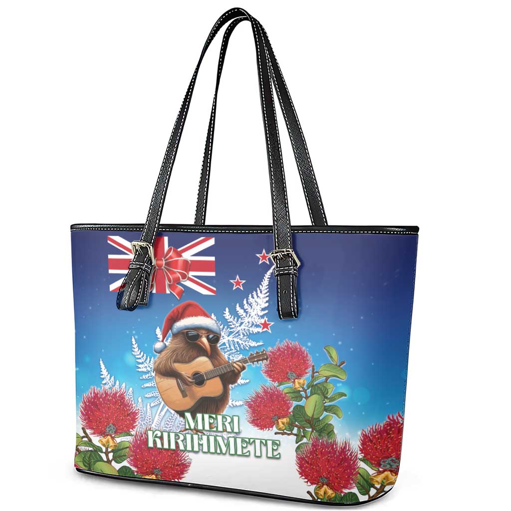 New Zealand Kiwi Christmas Leather Tote Bag Xmas Vibe