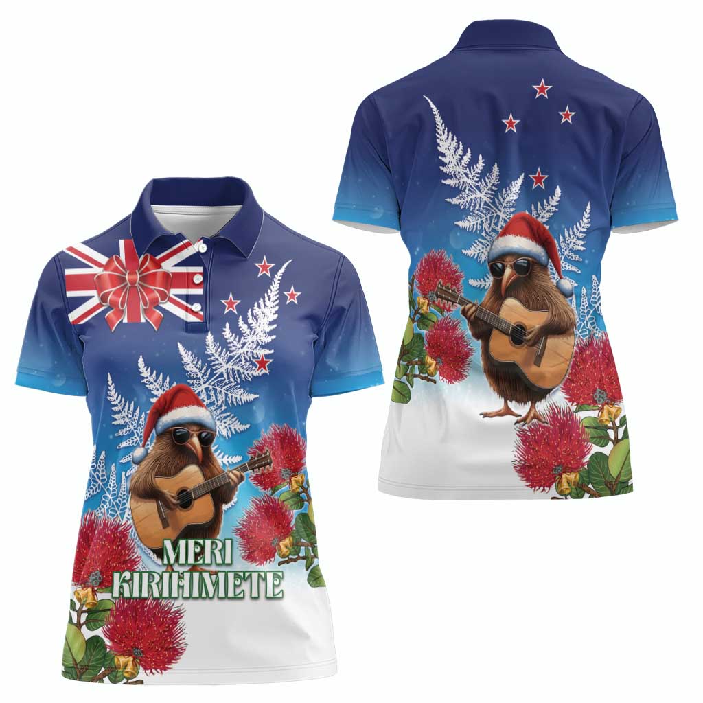 New Zealand Kiwi Christmas Women Polo Shirt Xmas Vibe