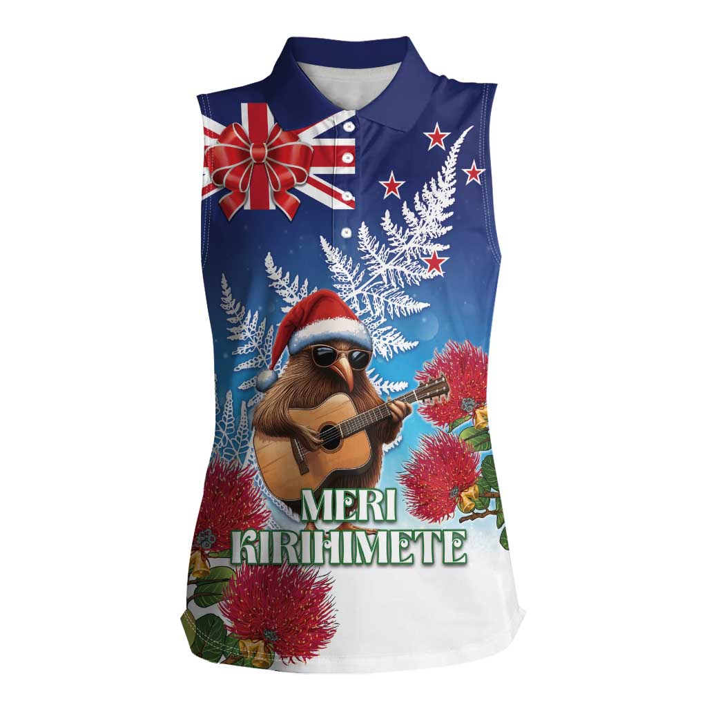 New Zealand Kiwi Christmas Women Sleeveless Polo Shirt Xmas Vibe