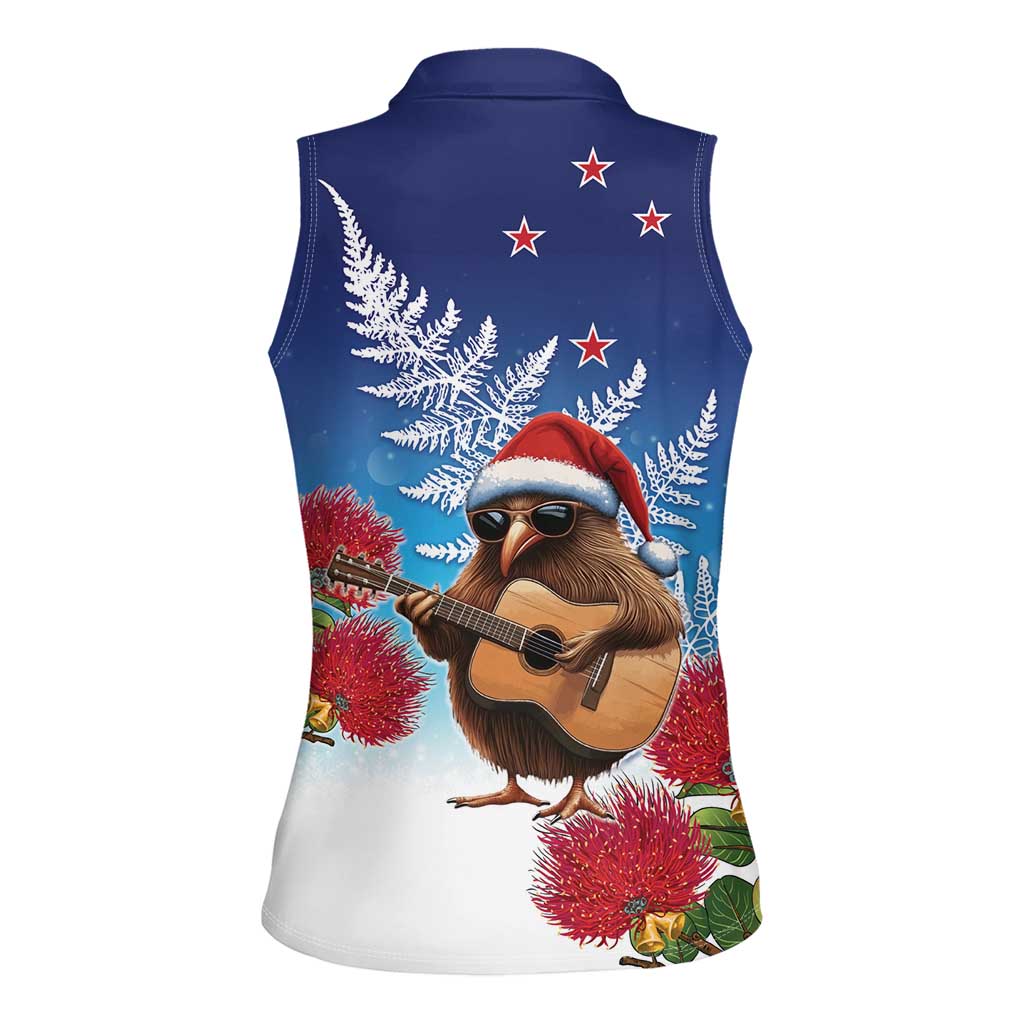 New Zealand Kiwi Christmas Women Sleeveless Polo Shirt Xmas Vibe