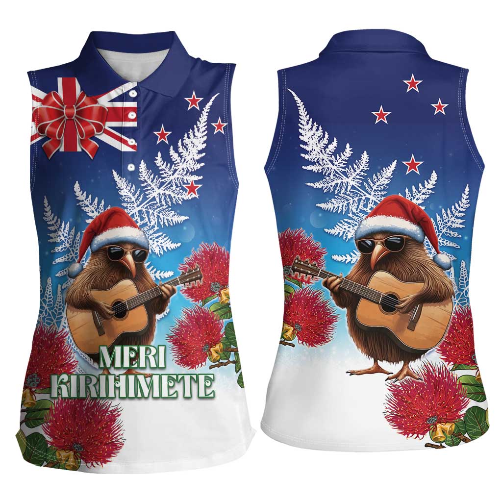 New Zealand Kiwi Christmas Women Sleeveless Polo Shirt Xmas Vibe