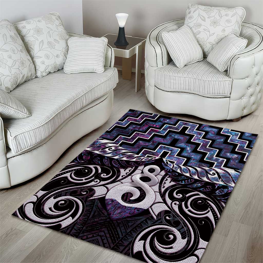 New Zealand Maori Area Rug Poutama Pikorua Purple Paua Shell