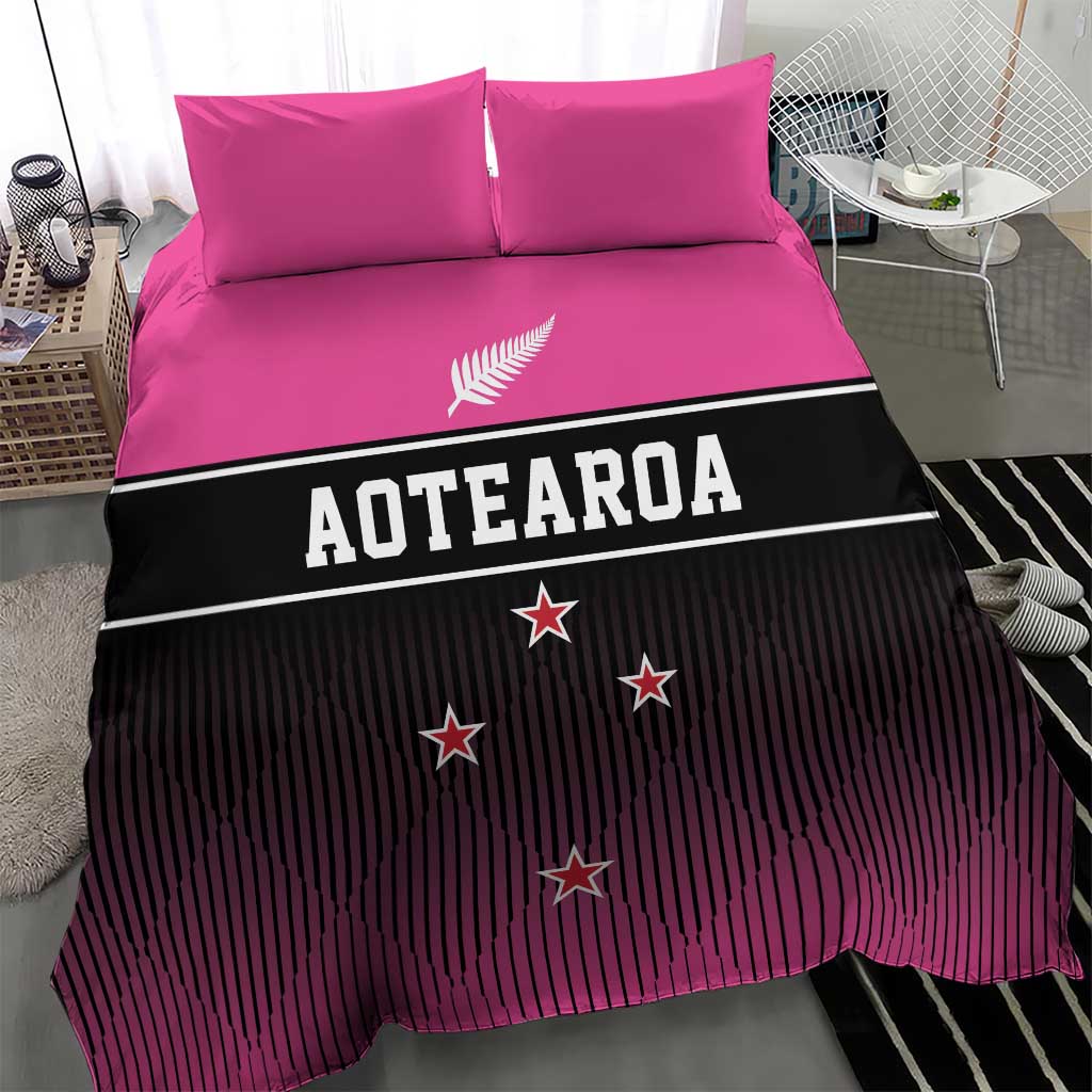 New Zealand Women Cricket Bedding Set Pink Simple Style